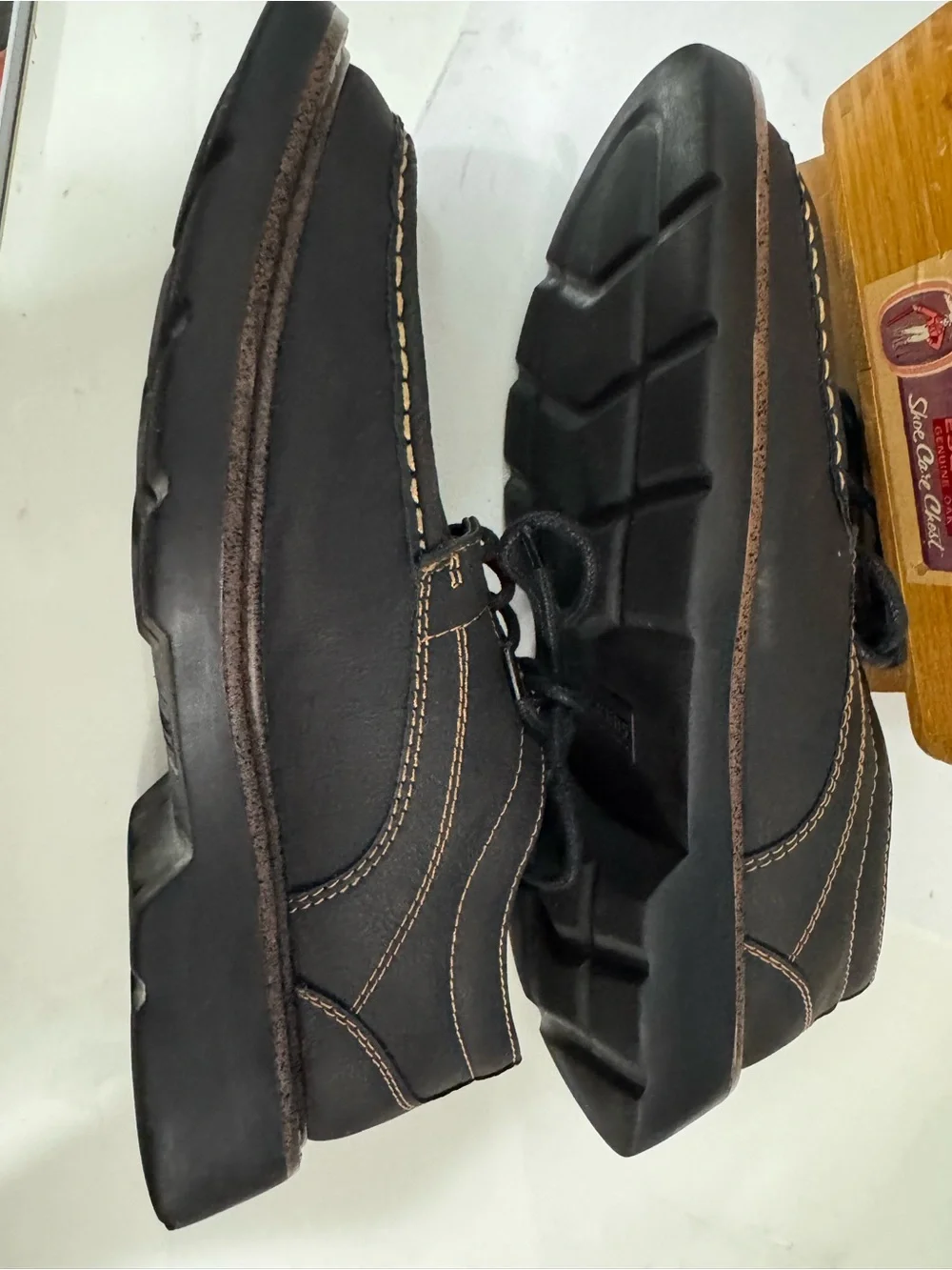 Dockers Black Black Leather Lace-Up Rugged Oxford Docker with contrast stitching